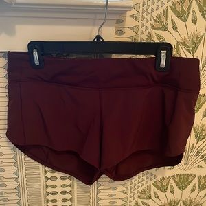 maroon Lululemon speed up shorts